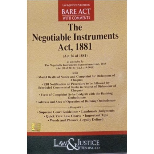 Law & Justice Publishing Co's  The Negotiable Instruments Act, 1881 Bare Act 2024
